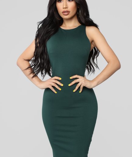 Body Sculpting Midi Dress - Hunter Green