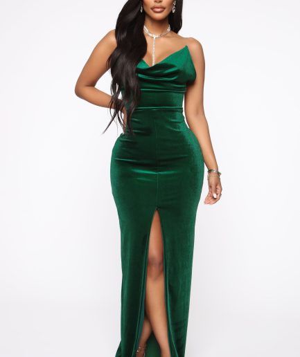 Your Best Shot Velvet Maxi Dress - Hunter